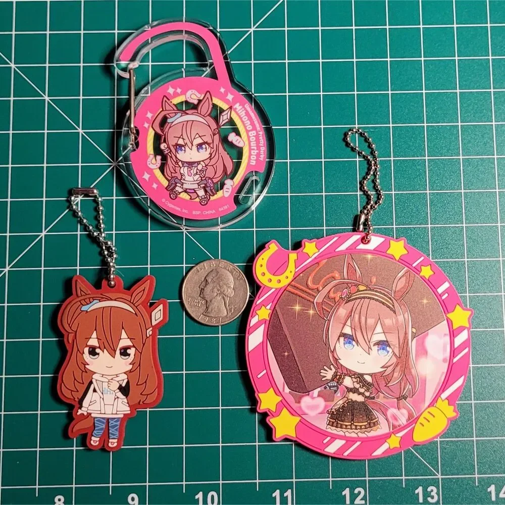 Mihono Bourbon - Uma Musume Keychain & Carabiner 3pc Set